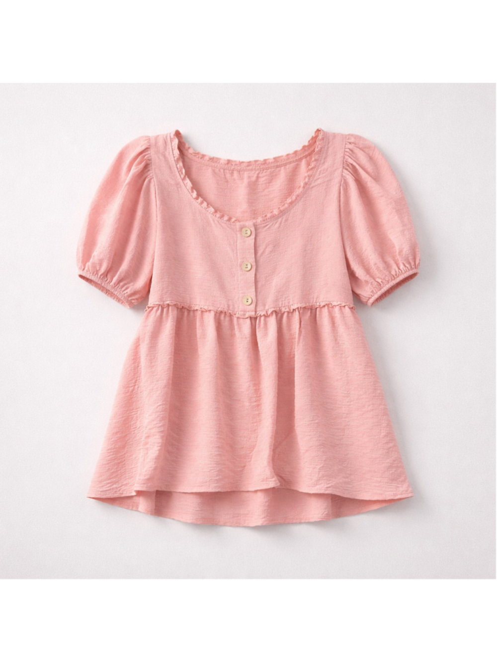 0255 NWT Size Small Macaron Light Pink Baby Doll Top